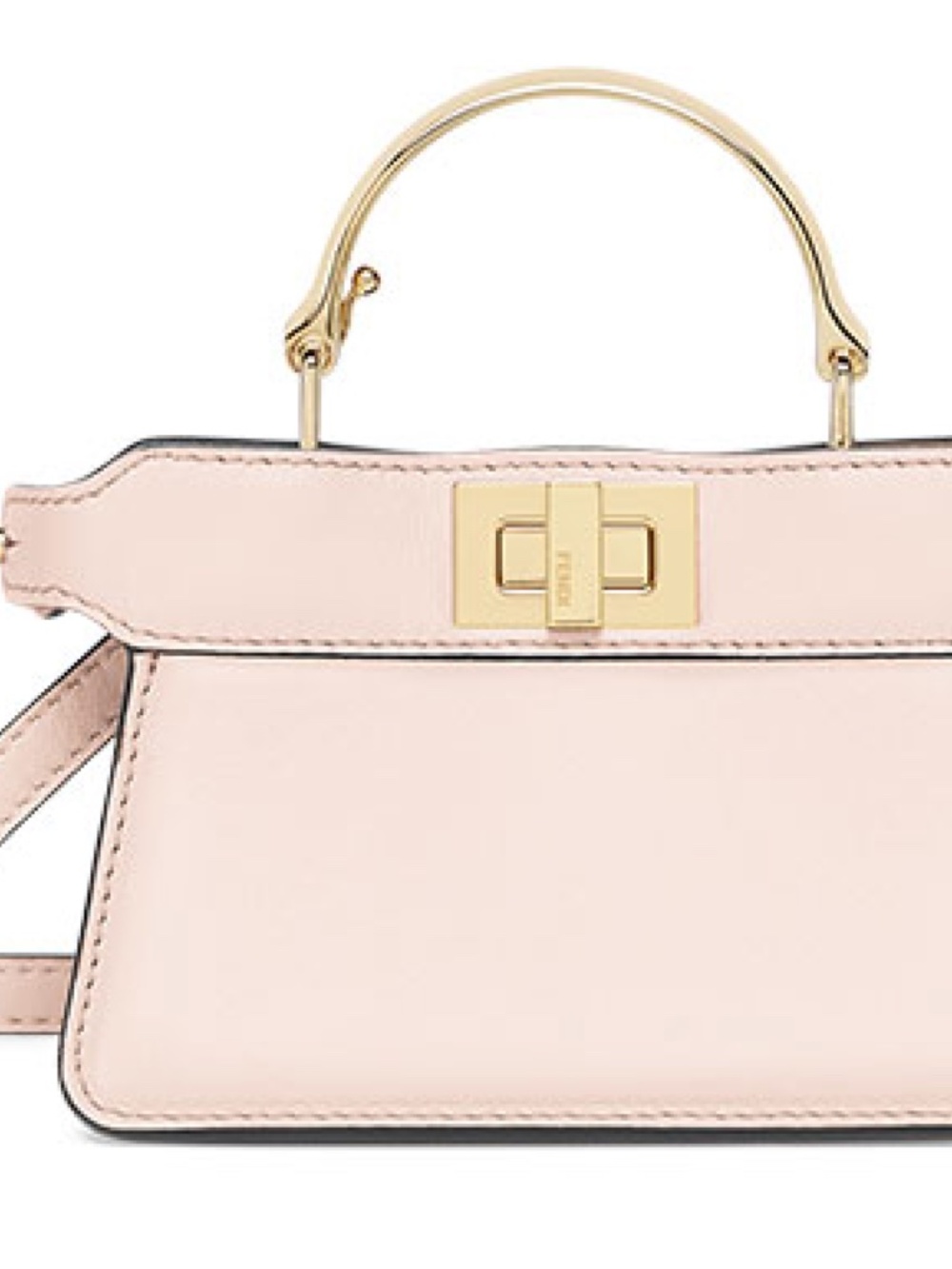Fendi Nano Peekaboo in peach/light pink nappa leather with gold-finish